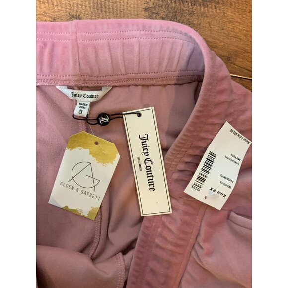 Juicy Couture Pink Velour Wide Leg Track Sweatpants, Size 2X, NWT! $99 - Picture 5 of 6
